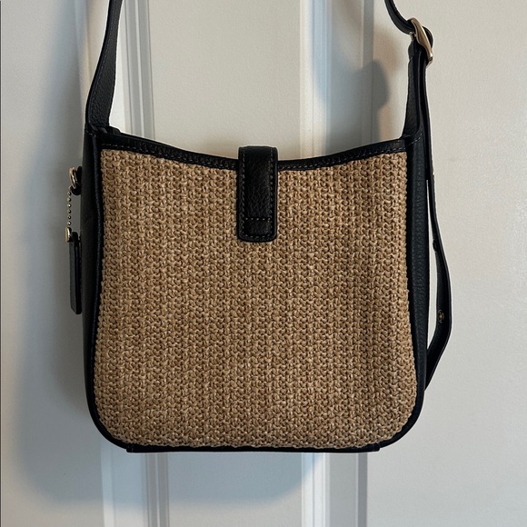 NWOT Coach Hadley Mini Crossbody Bag in Raffia Tan & Black Leather - Picture 10 of 14